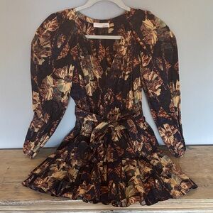 NWOT Ulla Johnson Navy, Black and Tan Patterned Dress